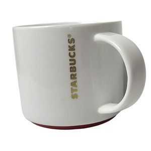 Starbucks 2012 White Christmas Holiday Gold Letters 16 oz Coffee Mug / Tea Cup